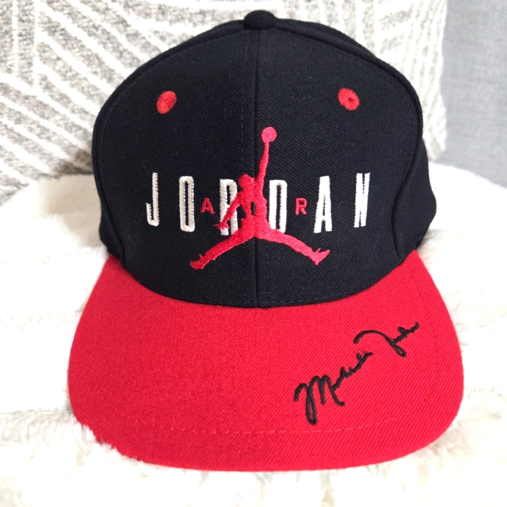 Vtg 90s NIKE Air Jordan Jumpman Wool Snapback Hat Chicago Bulls Cap Bred EUC